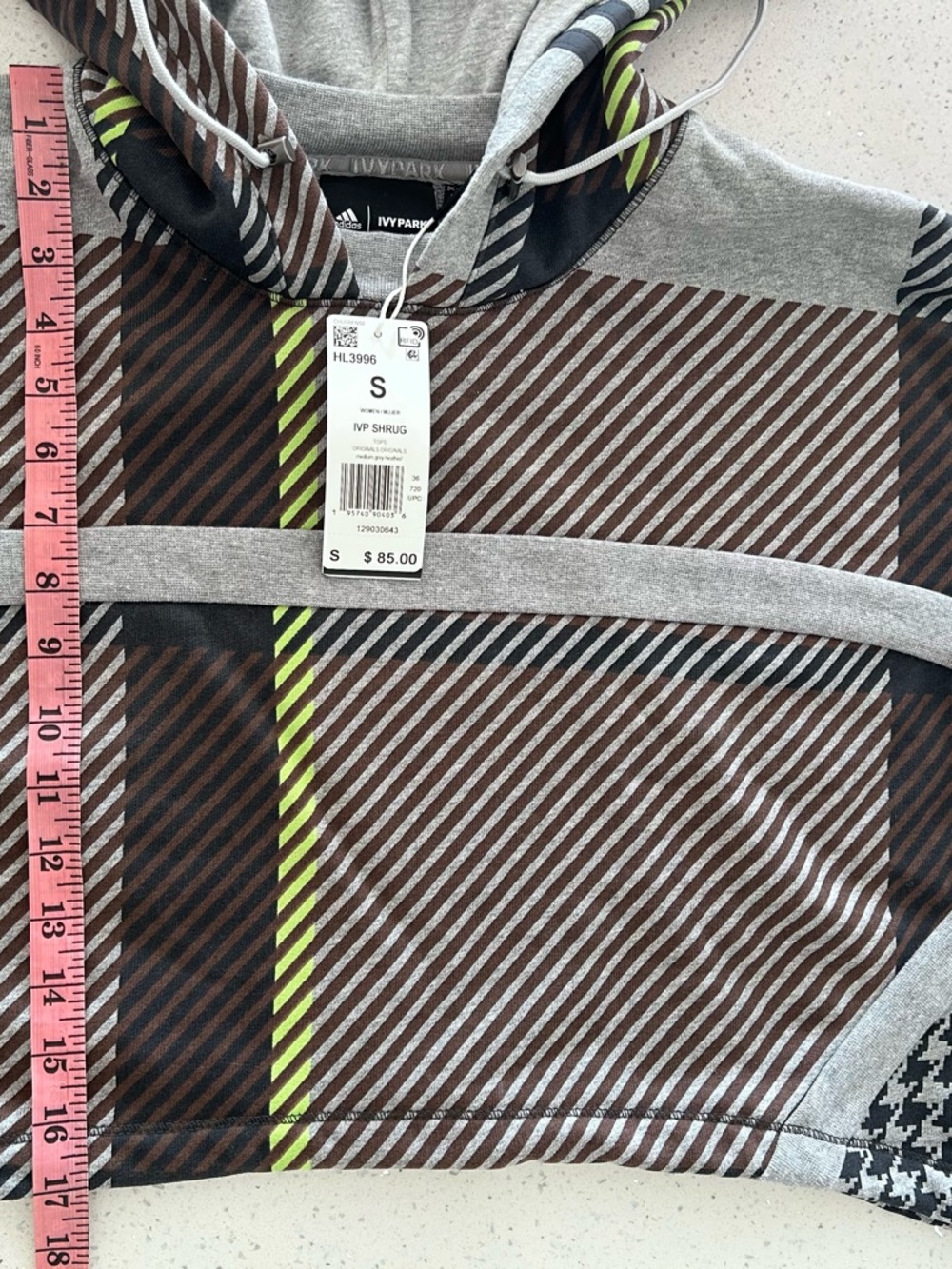 adidas Ivy Park Oversized Striped Shrug in Gray, Brown & Neon Green size S - Picture 13 of 13
